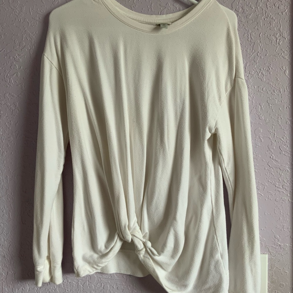 A New Day Soft White Long Sleeve with Tie Knot